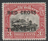 North Borne 1918 Red Cross opt on 3c Railway Station,+ 2c unmounted mint SG 216