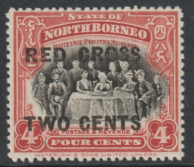 North Borne 1918 Red Cross opt on 4c Sultan & Staff,+ 2c unmounted mint SG 218