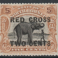 North Borne 1918 Red Cross opt on 5c Elephant,+ 2c unmounted mint SG 219