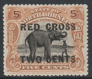 North Borne 1918 Red Cross opt on 5c Elephant,+ 2c unmounted mint SG 219