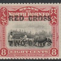 North Borne 1918 Red Cross opt on 8c Ploughing with Buffalo,+ 2c unmounted mint SG 222