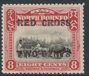 North Borne 1918 Red Cross opt on 8c Ploughing with Buffalo,+ 2c unmounted mint SG 222