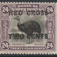 North Borne 1918 Red Cross opt on 24c Cassowary,+ 2c unmounted mint SG 226