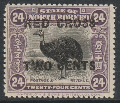 North Borne 1918 Red Cross opt on 24c Cassowary,+ 2c unmounted mint SG 226