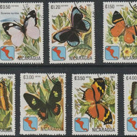 Nicaragua 1982 Butterflies perf set of 7 fine cds used, SG 2341-47