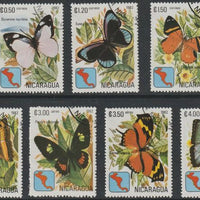 Nicaragua 1982 Butterflies perf set of 7 fine cds used, SG 2341-47