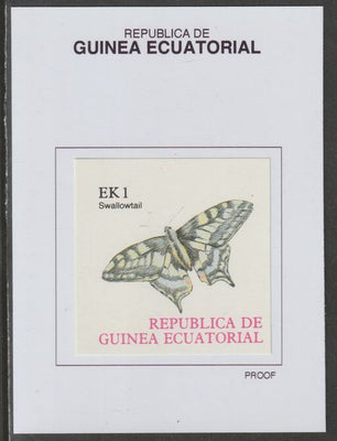 Equatorial Guinea 1977 Butterflies EK1 (Swallowtail) proof in issued colours mounted on small card - as Michel 1197