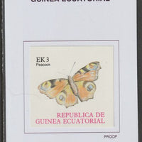 Equatorial Guinea 1977 Butterflies EK3 (Peacock) proof in issued colours mounted on small card - as Michel 1198