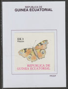 Equatorial Guinea 1977 Butterflies EK3 (Peacock) proof in issued colours mounted on small card - as Michel 1198
