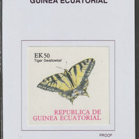 Equatorial Guinea 1977 Butterflies EK50 (Tiger Swallowtail) proof in issued colours mounted on small card - as Michel 1202
