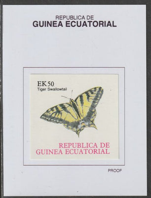 Equatorial Guinea 1977 Butterflies EK50 (Tiger Swallowtail) proof in issued colours mounted on small card - as Michel 1202