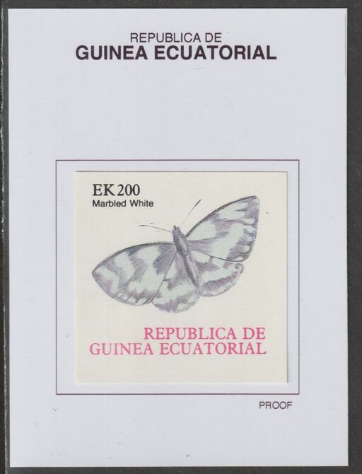 Equatorial Guinea 1977 Butterflies EK200 (Marbled White) proof in issued colours mounted on small card - as Michel 1204