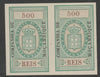Mozambique Company 1892 Stamp Tax 500r imperf pair without gum