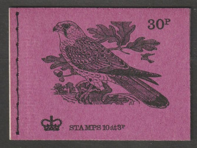 Great Britain 1971-73 Birds #5 - Kestrel (purple cover August 1972) 30p booklet complete and fine, SG DQ65