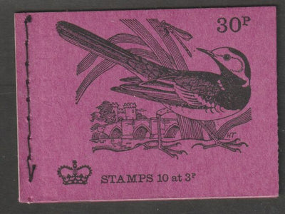 Great Britain 1971-73 Birds #4 - Pied Wagtaill (purple cover April 1972) 30p booklet complete and fine, SG DQ63