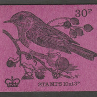 Great Britain 1971-73 Birds #3 - Robin (purple cover December 1971) 30p booklet complete and fine, SG DQ61