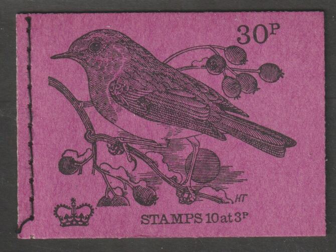 Great Britain 1971-73 Birds #3 - Robin (purple cover December 1971) 30p booklet complete and fine, SG DQ61