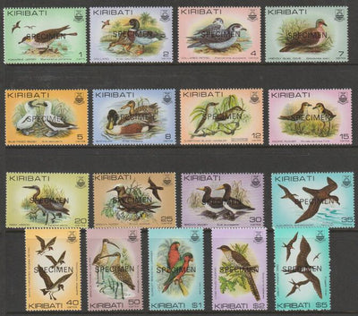 Kiribati 1982 Birds def set complete ex 55c, overprinted SPECIMEN unmounted mint as SG 163-78