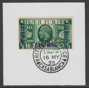 Morocco Agencies - French 1935 KG5 Silver Jubilee 5c on 1/2d on piece with full strike of Madame Joseph forged postmark type 85