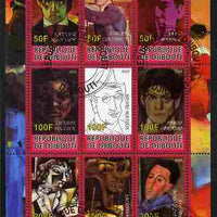 Djibouti 2010 Great Artists of the 20th Century perf sheetlet containing 9 values fine cto used