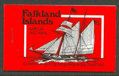 Falkland Islands 1980 Mailships £1 booklet (red cover showing Amelia & Merak-N) complete, SG SB4