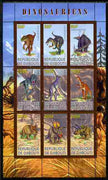 Djibouti 2010 Dinosaurs perf sheetlet containing 9 values unmounted mint