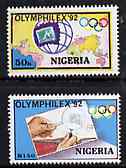 Nigeria 1992 'Olymphilex 92' Olympic Stamp Exhibition set of 2, SG 630-31 unmounted mint*
