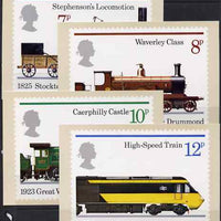 Great Britain 1975 150th Anniversary of Public Railways set of 4 PHQ cards unused and pristine cat £70