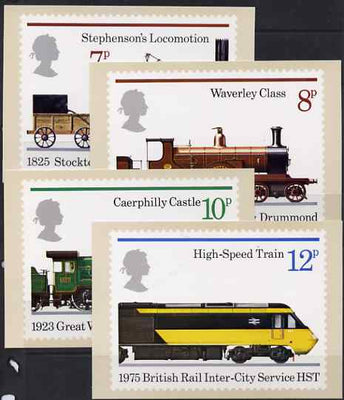 Great Britain 1975 150th Anniversary of Public Railways set of 4 PHQ cards unused and pristine cat £70