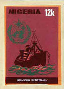 Nigeria 1973 IMO & WMO Centenary - original hand-painted artwork for 12k value (Weather Ship) by Olajide I Oshiga on card size 6"x9" without endorsement