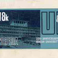 Nigeria 1973 Ibadan University - partly hand-painted artwork for 18k value (University Building) by Olajide I Oshiga on card size 7in x 4in without endorsements
