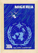 Nigeria 1973 IMO & WMO Centenary - original hand-painted artwork for 30k value (Satellite) by Olajide I Oshiga on card size 6"x9" without endorsement