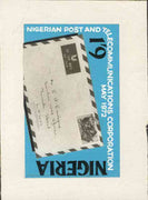 Nigeria 1972 Posts & Telecommunications Corporation - original hand-painted composite artwork for 1s9d value (showing airmail letter) by unknown artist on board 8" x 5", without endorsements