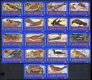 Match Box Labels - complete set of 18 British Birds, superb unused condition (Lewis Meeson)