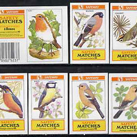 Match Box Labels - complete set of 6 + 1 British Birds, superb unused condition (Safeway includes packet label)