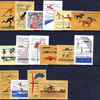 Match Box Labels - complete set of 16 Sports & Pastimes, superb unused condition (Russian)