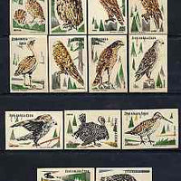 Match Box Labels - set of 13 birds from Wild Animals & Birds set of 24, superb unused condition (Czechoslovakian from 1961)