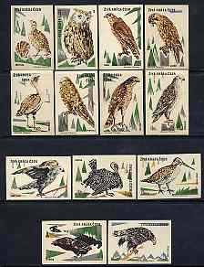 Match Box Labels - set of 13 birds from Wild Animals & Birds set of 24, superb unused condition (Czechoslovakian from 1961)