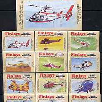 Match Box Labels - complete set of 12 + 1 Helicopters of the World, superb unused condition (Finlays includes packet label)