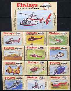 Match Box Labels - complete set of 12 + 1 Helicopters of the World, superb unused condition (Finlays includes packet label)