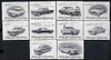 Match Box Labels - complete set of 10 Ford Cars, superb unused condition (Belgian)