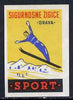Match Box Label - Skiing superb unused condition from Yugoslavian Sports & Pastimes Drava series