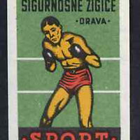Match Box Label - Boxing superb unused condition from Yugoslavian Sports & Pastimes Drava series