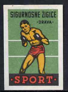 Match Box Label - Boxing superb unused condition from Yugoslavian Sports & Pastimes Drava series