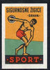 Match Box Label - Discus Throwing superb unused condition from Yugoslavian Sports & Pastimes Drava series