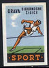 Match Box Label - High Jumping superb unused condition from Yugoslavian Sports & Pastimes Drava series