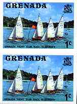 Grenada 1975 Yacht Club Race 1c unmounted mint imperforate pair plus normal pair (as SG 650)