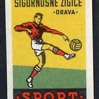 Match Box Label - Football superb unused condition from Yugoslavian Sports & Pastimes Drava series