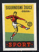 Match Box Label - Football superb unused condition from Yugoslavian Sports & Pastimes Drava series