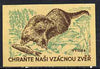 Match Box Labels - Otter with catch in superb unused condition (from Czechoslovakian Chrante Nase Vzacne Ptactvo Wildlife set)